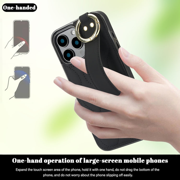 Non-slip Full Coverage Ring PU Phone Case with Wristband, For iPhone 16 Pro Max, For iPhone 16 Pro, For iPhone 16 Plus