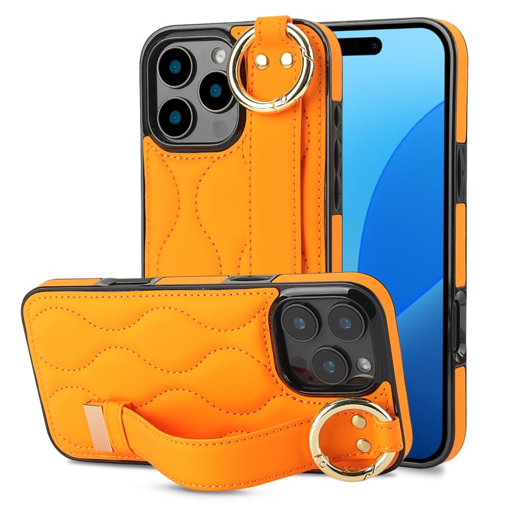 Non-slip Full Coverage Ring PU Phone Case with Wristband, For iPhone 16 Pro Max, For iPhone 16 Pro, For iPhone 16 Plus