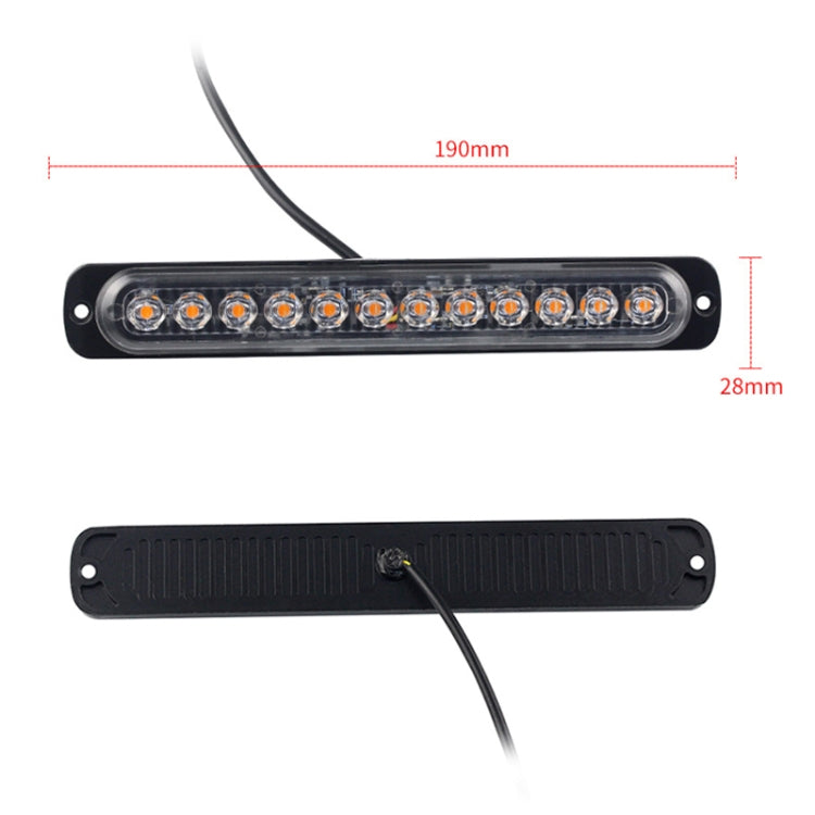 DC12V-24V / 36W Car Truck Emergency Strobe Flash Warning Light 12LEDs Long Ultra-thin Side Lights, DC12V-24V / 36W, DC12V-24V / 36W(Yellow + Red + Yellow)