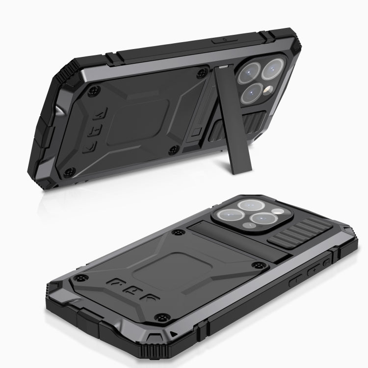 جراب هاتف R-JUST مقاوم للصدمات والماء والغبار والمعدن والسيليكون مع حامل، لهاتف iPhone 15 Pro Max، وiPhone 15 Pro، وiPhone 15 Plus، وiPhone 15