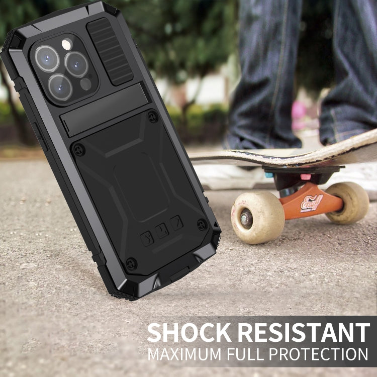 جراب هاتف R-JUST مقاوم للصدمات والماء والغبار والمعدن والسيليكون مع حامل، لهاتف iPhone 15 Pro Max، وiPhone 15 Pro، وiPhone 15 Plus، وiPhone 15