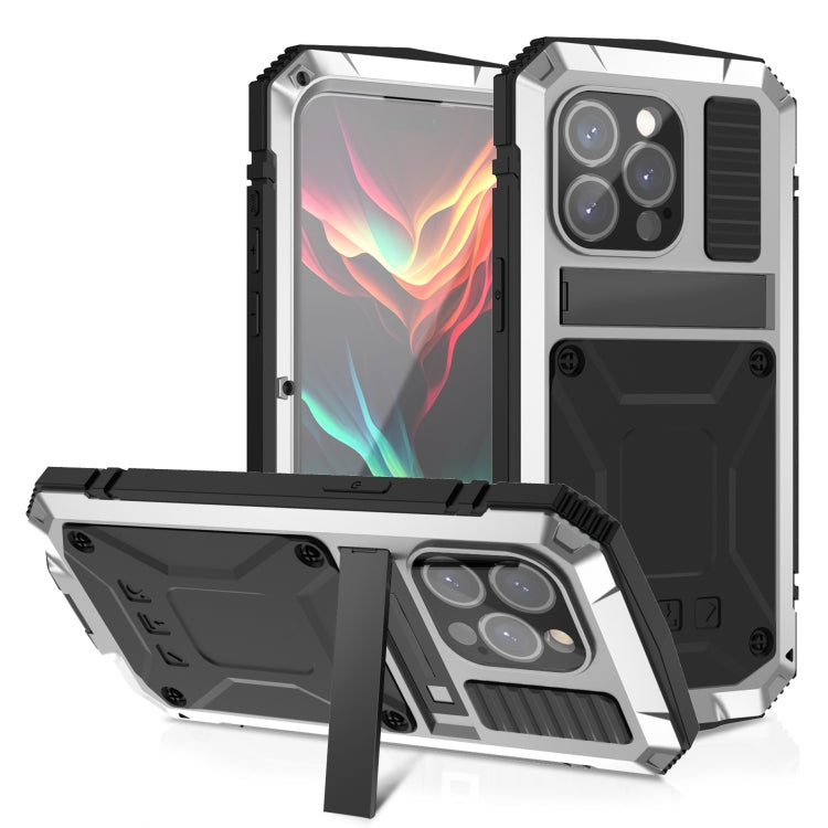 جراب هاتف R-JUST مقاوم للصدمات والماء والغبار والمعدن والسيليكون مع حامل، لهاتف iPhone 15 Pro Max، وiPhone 15 Pro، وiPhone 15 Plus، وiPhone 15