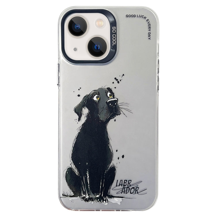 Double Layer Color Silver Series Animal Oil Painting Phone Case, For iPhone 14, For iPhone 15 Pro Max