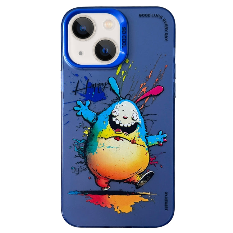 Double Layer Color Silver Series Animal Oil Painting Phone Case, For iPhone 14, For iPhone 15 Pro Max