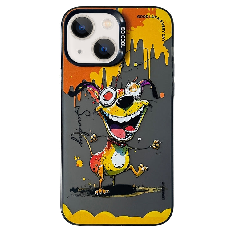 Double Layer Color Silver Series Animal Oil Painting Phone Case, For iPhone 14, For iPhone 15 Pro Max