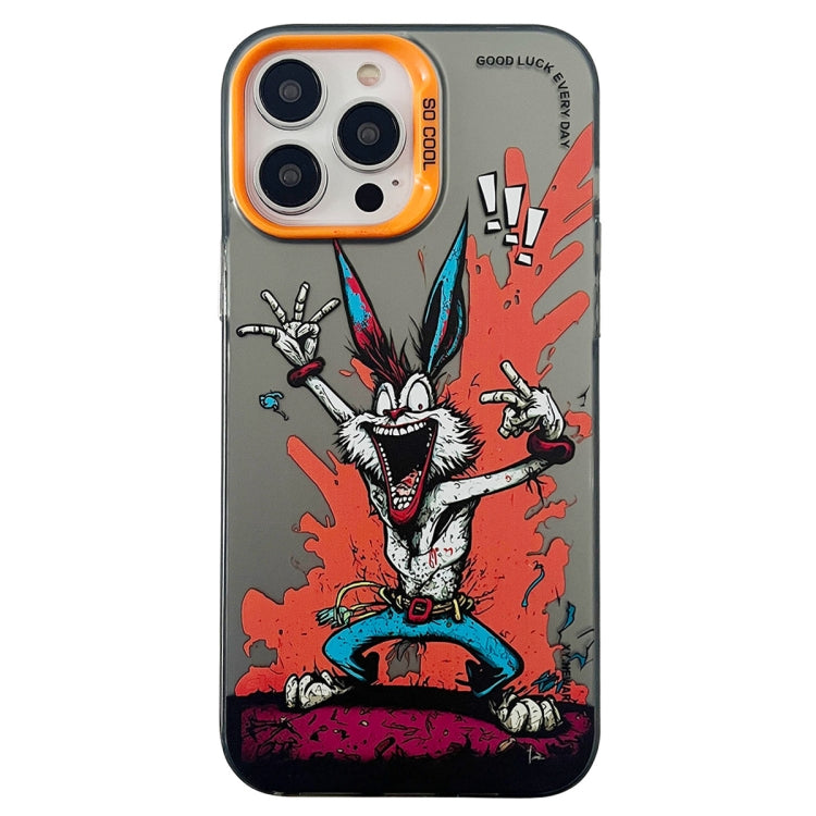Double Layer Color Silver Series Animal Oil Painting Phone Case, For iPhone 14 Pro, For iPhone 15 Pro