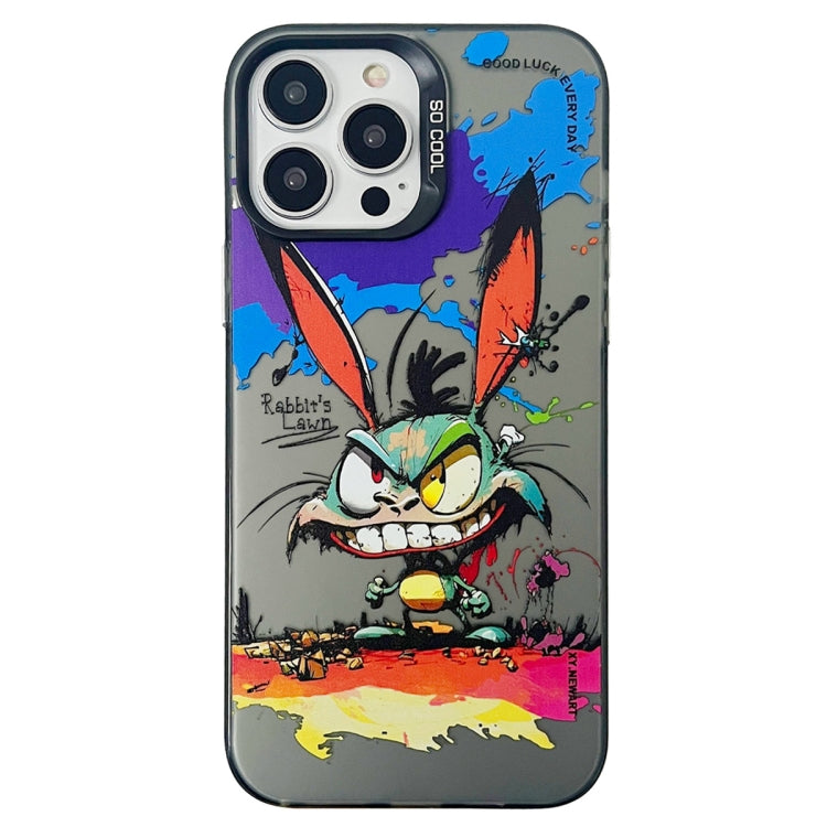 Double Layer Color Silver Series Animal Oil Painting Phone Case, For iPhone 14 Pro, For iPhone 15 Pro