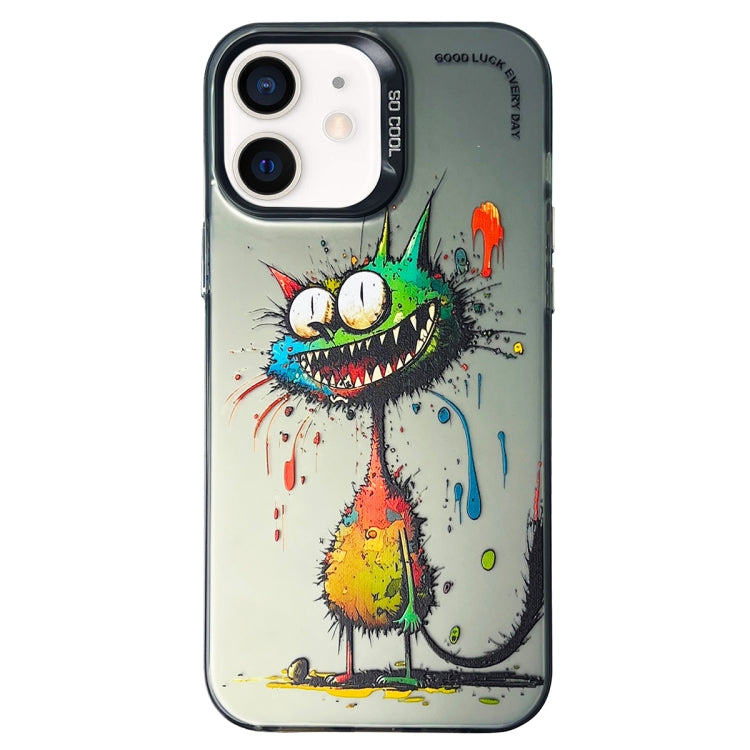 Double Layer Color Silver Series Animal Oil Painting Phone Case, For iPhone 12, For iPhone 12 Pro Max