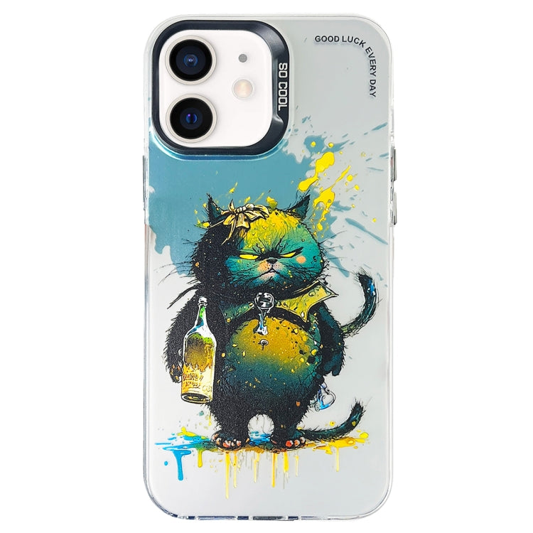 Double Layer Color Silver Series Animal Oil Painting Phone Case, For iPhone 12, For iPhone 12 Pro Max