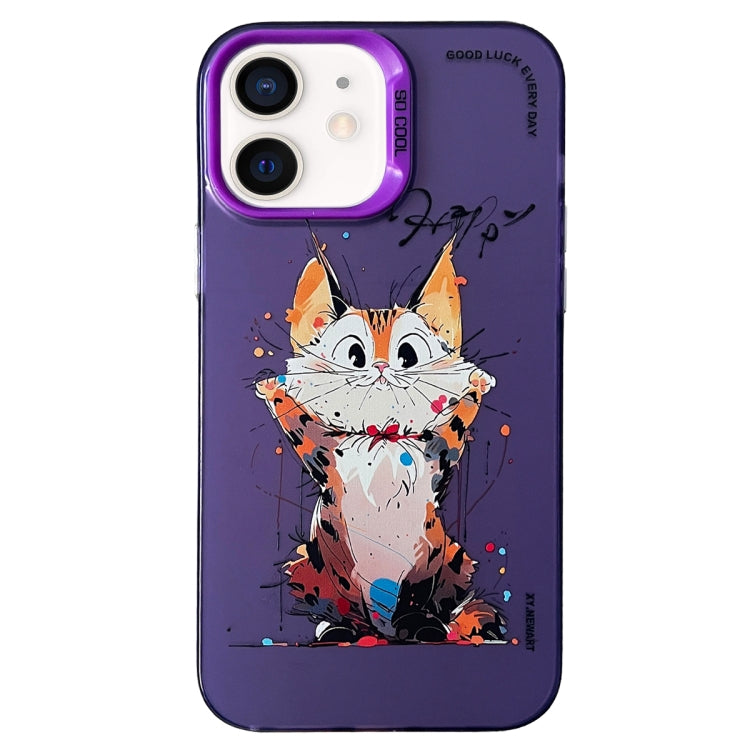 Double Layer Color Silver Series Animal Oil Painting Phone Case, For iPhone 12, For iPhone 12 Pro Max