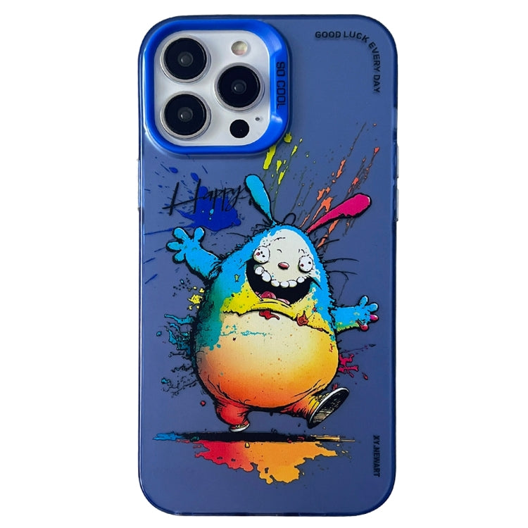 Double Layer Color Silver Series Animal Oil Painting Phone Case, For iPhone 14, For iPhone 15 Pro Max