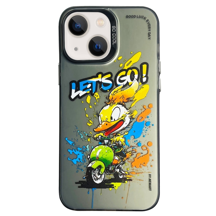 Double Layer Color Silver Series Animal Oil Painting Phone Case, For iPhone 15, For iPhone 13 Pro Max