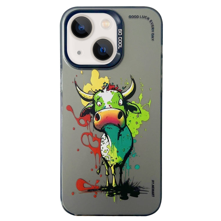 Double Layer Color Silver Series Animal Oil Painting Phone Case, For iPhone 15, For iPhone 13 Pro Max