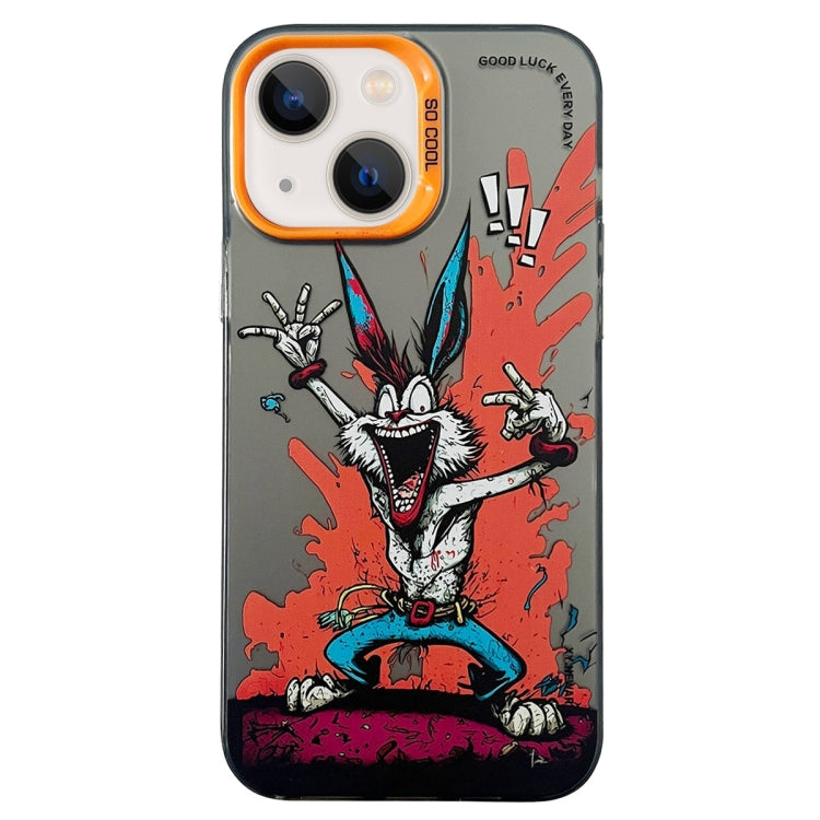 Double Layer Color Silver Series Animal Oil Painting Phone Case, For iPhone 15, For iPhone 13 Pro Max