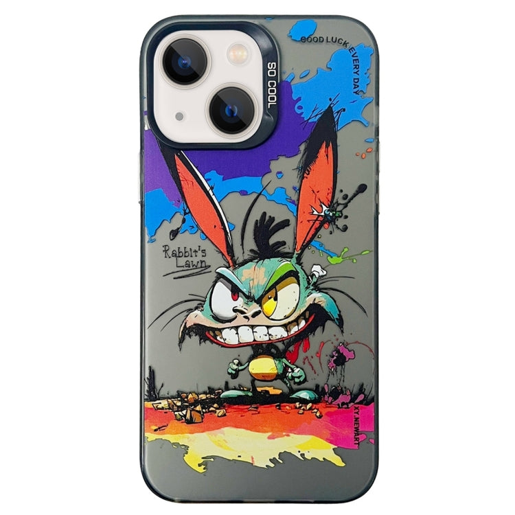 Double Layer Color Silver Series Animal Oil Painting Phone Case, For iPhone 15, For iPhone 13 Pro Max