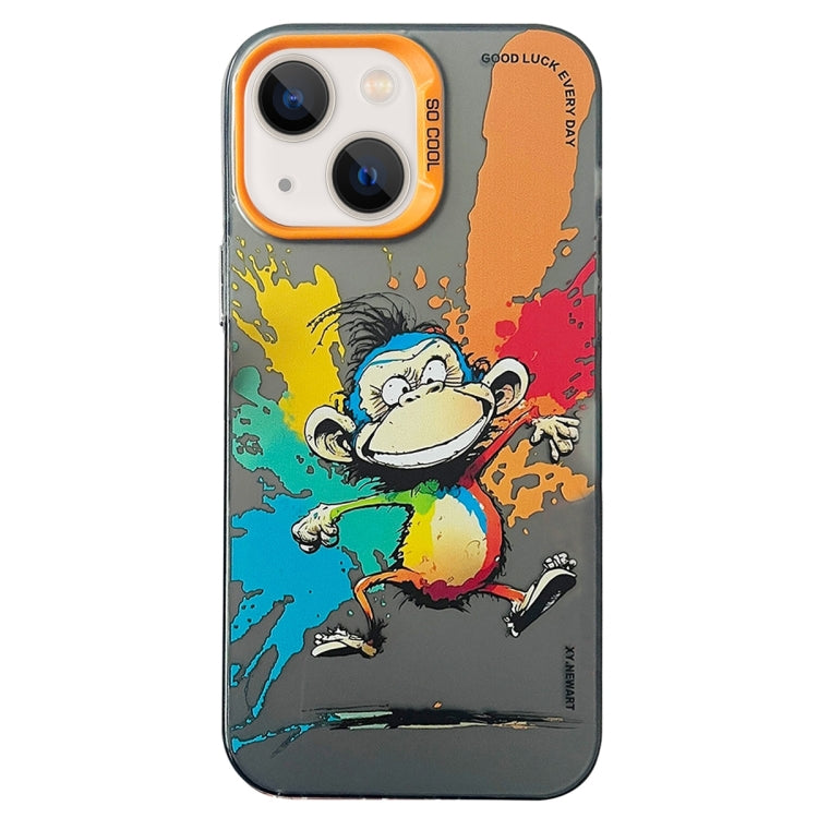 Double Layer Color Silver Series Animal Oil Painting Phone Case, For iPhone 15, For iPhone 13 Pro Max