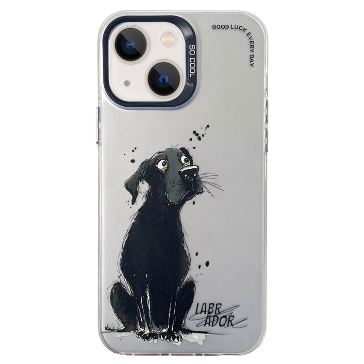 Double Layer Color Silver Series Animal Oil Painting Phone Case, For iPhone 15, For iPhone 13 Pro Max