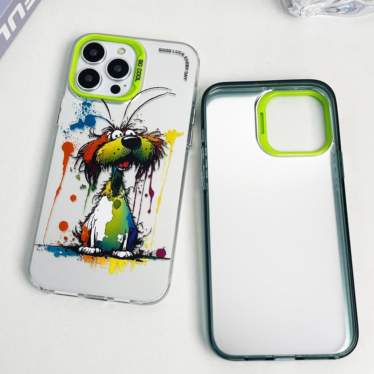 Double Layer Color Silver Series Animal Oil Painting Phone Case, For iPhone 15, For iPhone 13 Pro Max