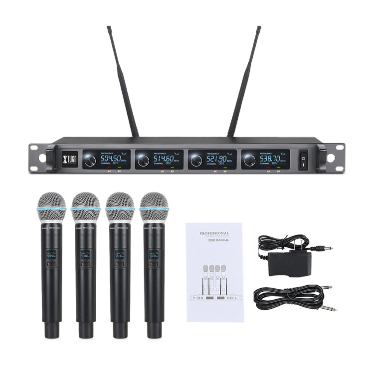 XTUGA A140-H Wireless Microphone System 4 Channel UHF Handheld Microphone