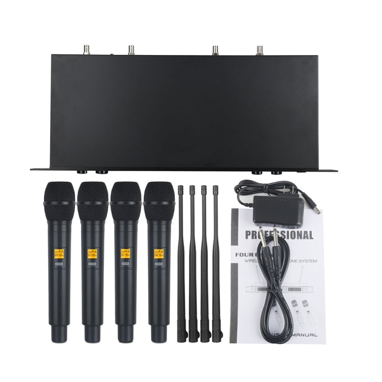 XTUGA A400-H Professional 4-Channel UHF Wireless Microphone System with 4 Handheld Microphone