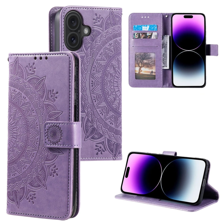 جراب هاتف جلدي منقوش بزهرة الطوطم، مناسب لأجهزة iPhone 16 Pro Max وiPhone 16 Pro وiPhone 16 Plus