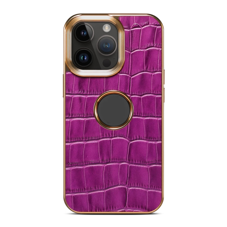 Denior Crocodile Texture Genuine Leather Electroplating Phone Case