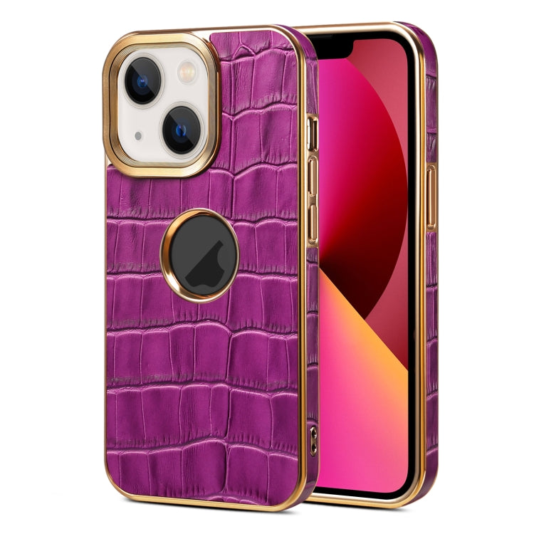 Denior Crocodile Texture Genuine Leather Electroplating Phone Case