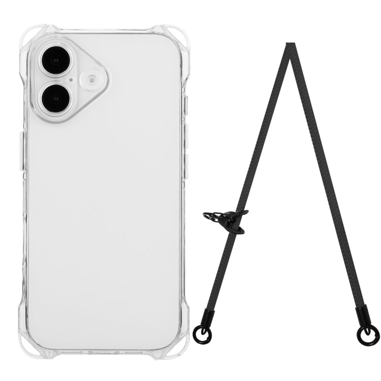 جراب هاتف TPU مقاوم للصدمات بأربع زوايا مع حبل، لهاتف iPhone 16 Pro Max، وiPhone 16 Pro، وiPhone 16 Plus، وiPhone 16