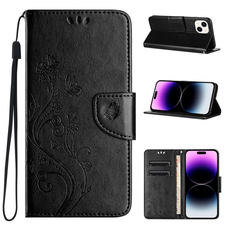 Butterfly Flower Pattern Flip Leather Phone Case