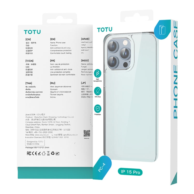 جراب هاتف TOTU PC-04 Crystal Shield Series TPU + PC، لهاتف iPhone 15 Pro Max، لهاتف iPhone 15 Pro، لهاتف iPhone 15 Plus