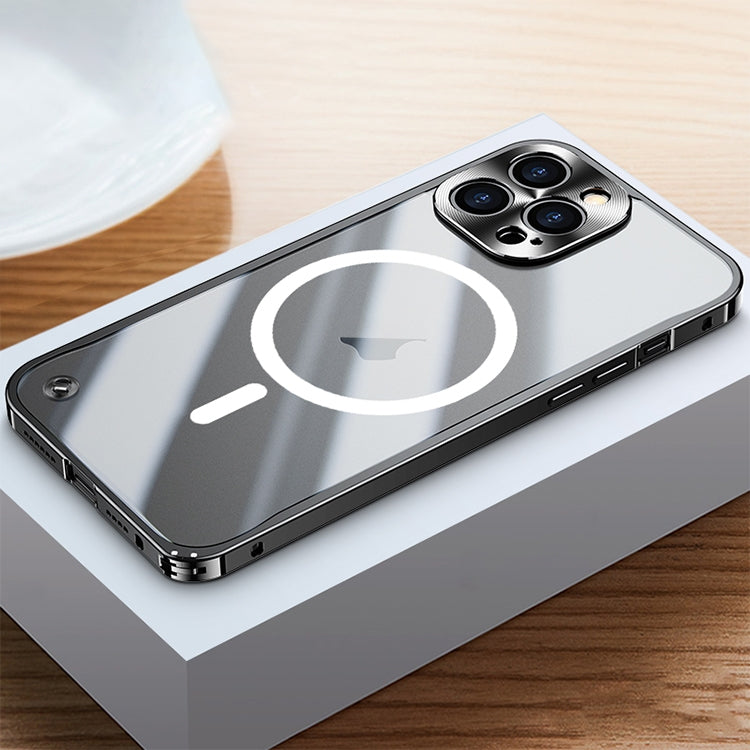 جراب MagSafe مقاوم للصدمات بإطار معدني من البولي كربونات غير اللامع، مناسب لأجهزة iPhone 15 Pro Max وiPhone 15 Pro وiPhone 15 Plus وiPhone 15