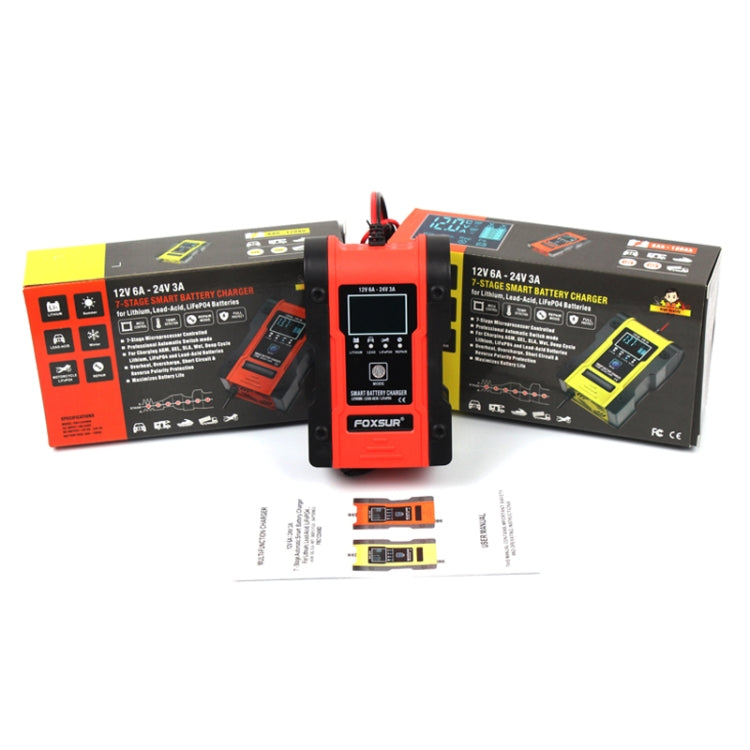 FOXSUR 12V-24V Car Motorcycle Repair Battery Charger AGM Charger