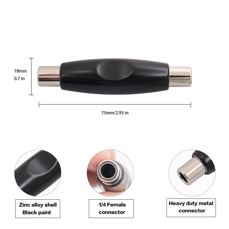 TC302 6.35mm Female to Female Guitar TRS Stereo Audio Cable Adapter