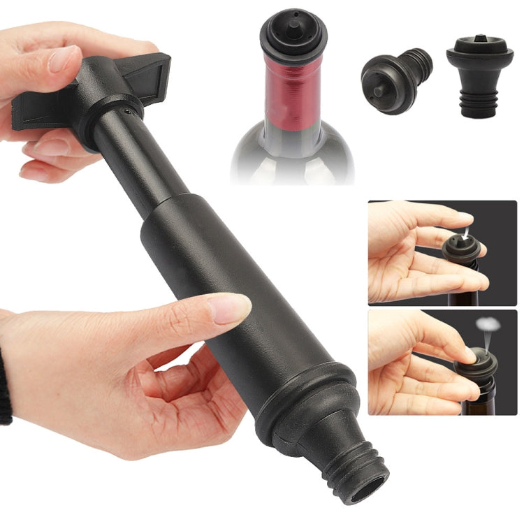 Red Wine Vacuum Pump Freshener Silicone Wine Stopper Set, Black Pump 4-stopper Box