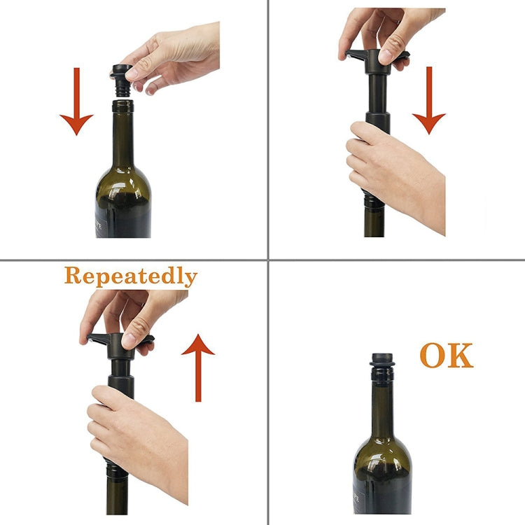 Red Wine Vacuum Pump Freshener Silicone Wine Stopper Set, Black Pump 4-stopper Box