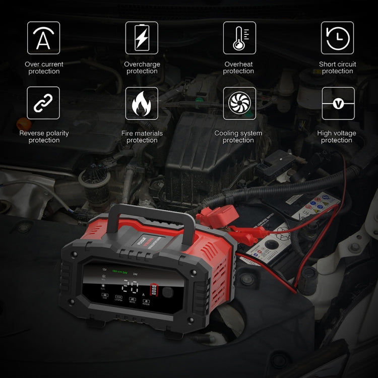 FOXSUR 12V / 24V 20A 300W Portable Motorcycle Car Smart Battery Charger
