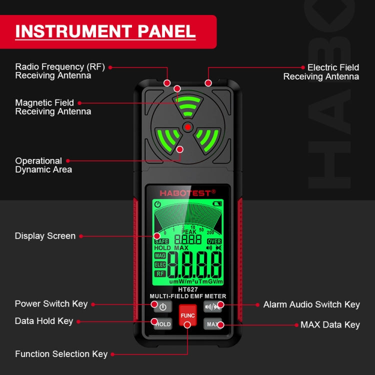 HABOTEST HT627 Electromagnetic Radiation Detector