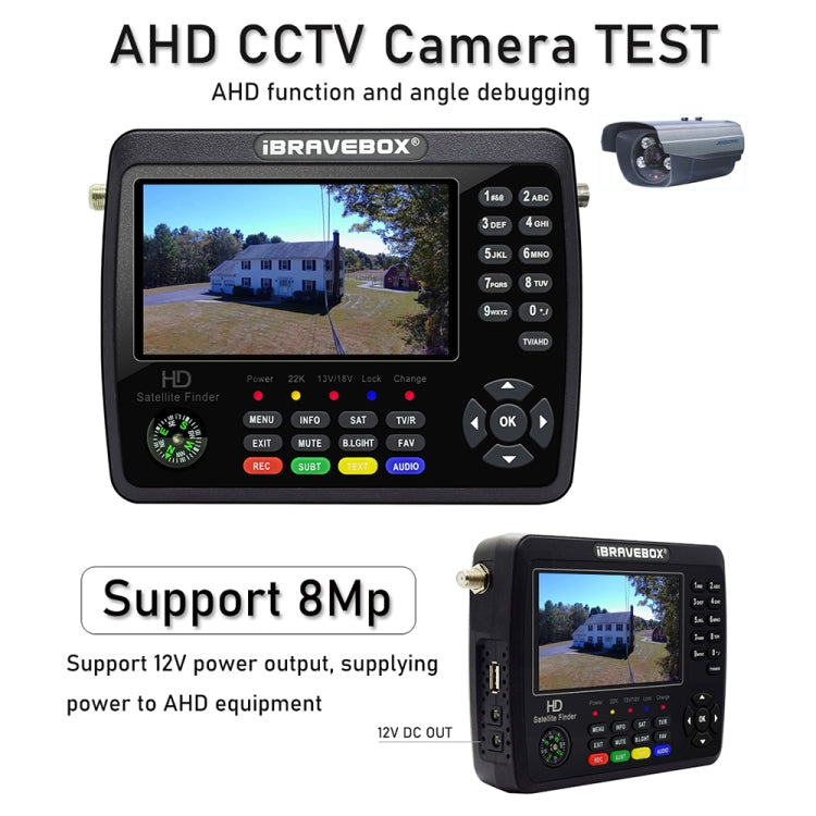 iBRAVEBOX V10 Finder Max+ 4.3 inch Display Digital Satellite Meter Signal Finder, Support DVB-S/S2/S2X AHD