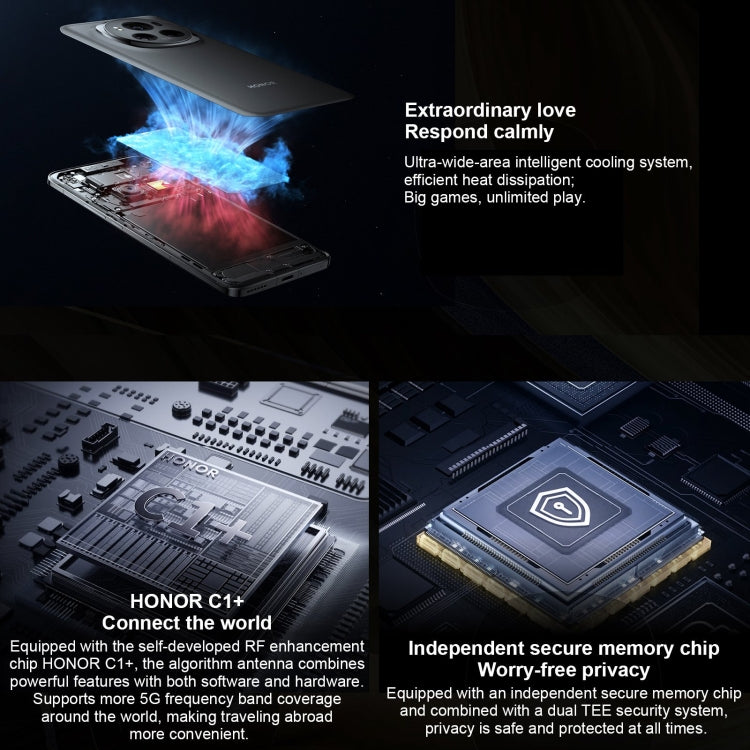 Honor Magic6 Pro، شاشة 6.8 بوصة، Magic OS 8.0، معالج Snapdragon 8 من الجيل الثالث ثماني النواة حتى 3.3 جيجاهرتز، شبكة: 5G، OTG، NFC، يدعم Google Play، 12 جيجابايت + 256 جيجابايت، 16 جيجابايت + 512 جيجابايت، 16 جيجابايت + 1 تيرابايت