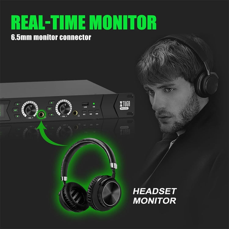 XTUGA RW2090 Professional Stage Wireless 2 Channel In Ear Monitoring System 2 in 1