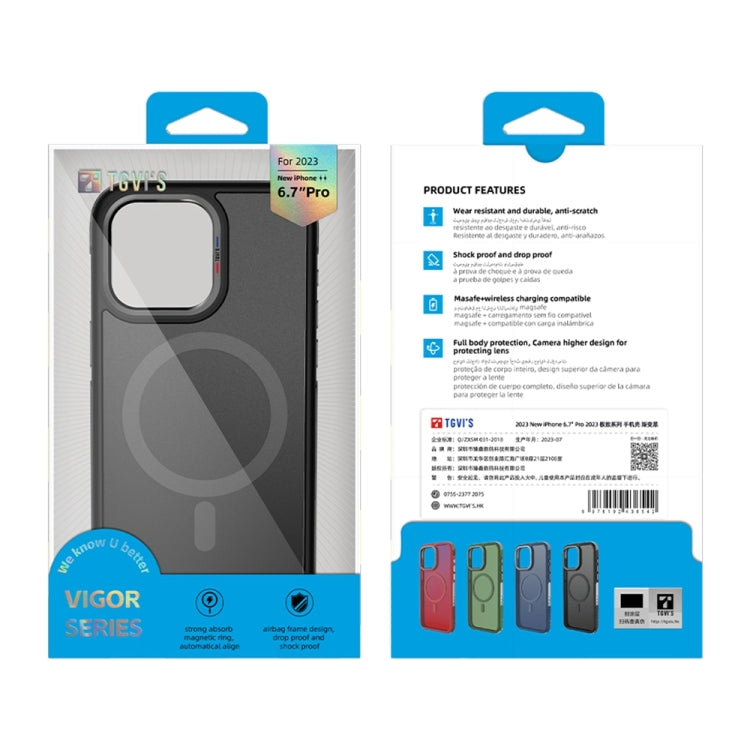جراب هاتف مغناطيسي من سلسلة TGVIS Vigor مزود بوسادة هوائية MagSafe، لهاتف iPhone 15 Pro Max، لهاتف iPhone 15