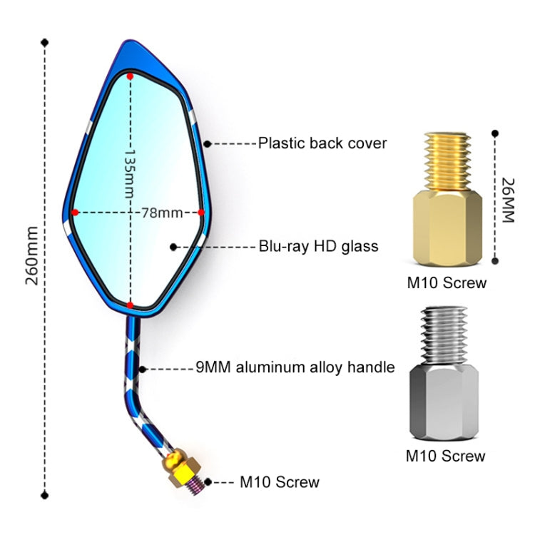 Motorcycle / Electromobile Modified Diamond-shaped Burnt Titanium Plating Rearview Mirror