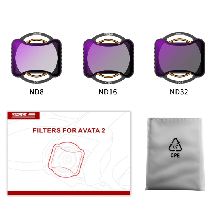 For DJI Avata 2 STARTRC Drone Lens Filter, 3 in 1 ND8/16/32, CPL ND8/16/32/64/256, 4 in 1 ND8/16/32/64