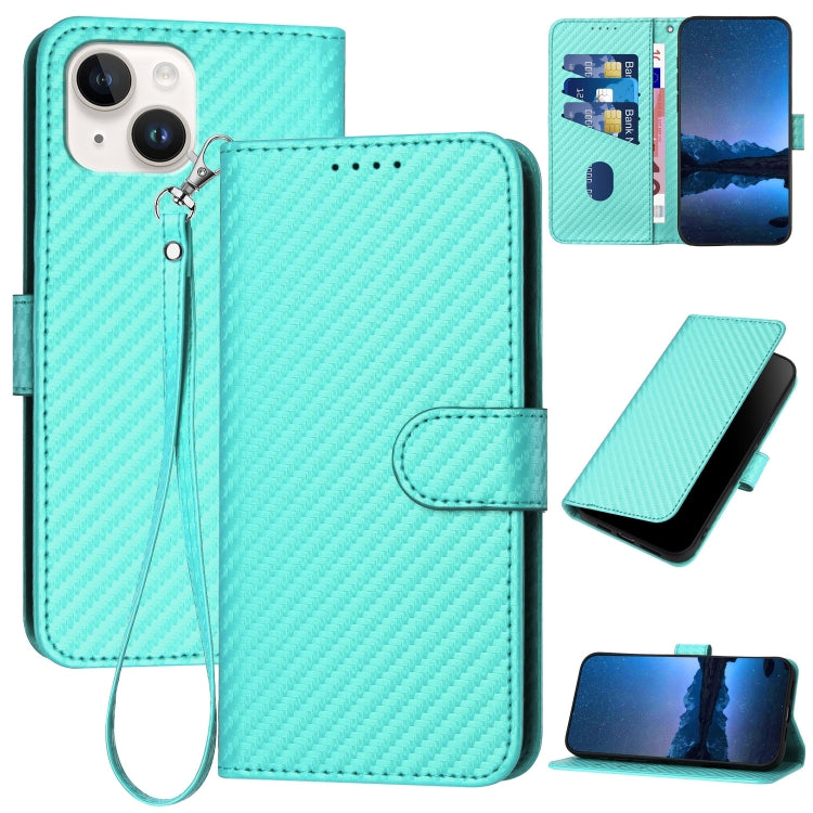 جراب هاتف YX0070 من ألياف الكربون مع مشبك جلدي وحزام، مناسب لأجهزة iPhone 15 وiPhone 14 Plus وiPhone 14 وiPhone 14 Pro وiPhone 14 Pro Max وiPhone SE 2022 / SE 2020 / 8 / 7