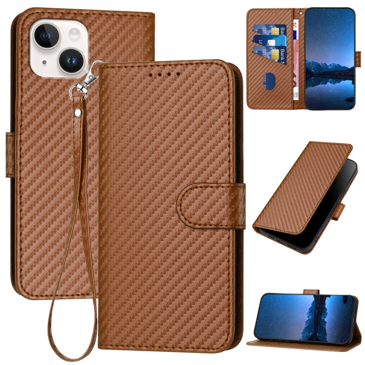 جراب هاتف YX0070 من ألياف الكربون مع مشبك جلدي وحزام، مناسب لأجهزة iPhone 15 وiPhone 14 Plus وiPhone 14 وiPhone 14 Pro وiPhone 14 Pro Max وiPhone SE 2022 / SE 2020 / 8 / 7