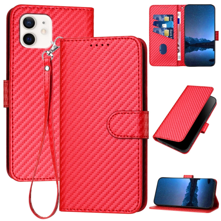 جراب هاتف YX0070 من ألياف الكربون مع مشبك جلدي وحزام، مناسب لأجهزة iPhone 13 Pro Max وiPhone 13 Pro وiPhone 13 وiPhone 13 mini وiPhone 12 / 12 Pro وiPhone 12 Pro Max