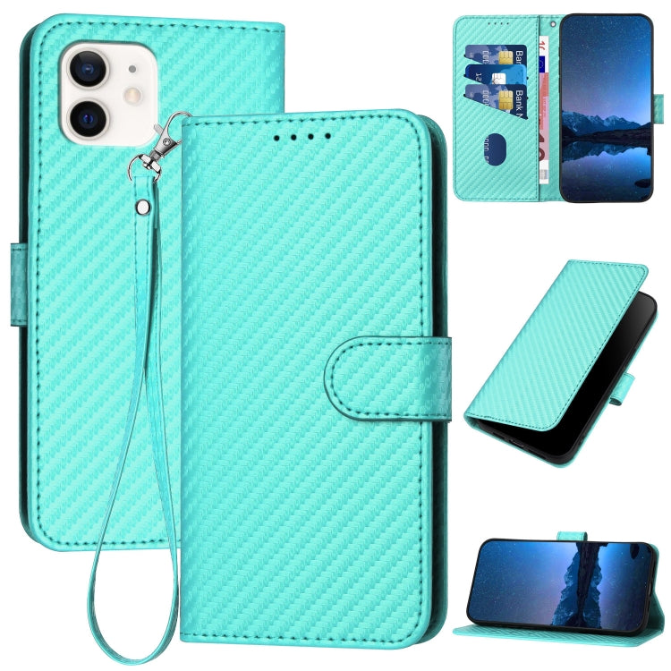 جراب هاتف YX0070 من ألياف الكربون مع مشبك جلدي وحزام، مناسب لأجهزة iPhone 13 Pro Max وiPhone 13 Pro وiPhone 13 وiPhone 13 mini وiPhone 12 / 12 Pro وiPhone 12 Pro Max