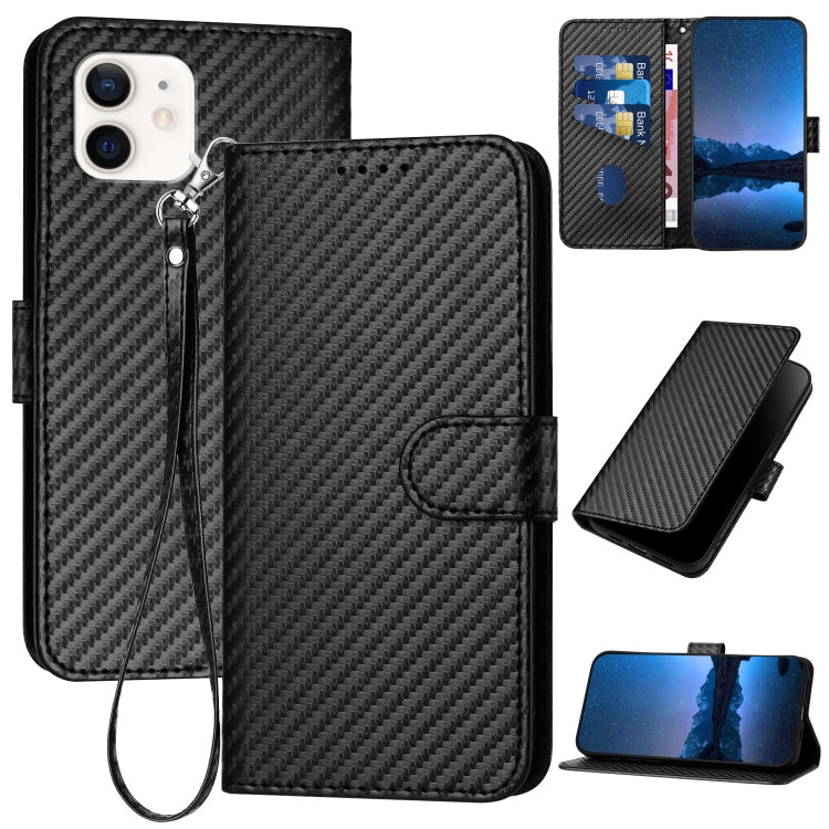 جراب هاتف YX0070 من ألياف الكربون مع مشبك جلدي وحزام، مناسب لأجهزة iPhone 13 Pro Max وiPhone 13 Pro وiPhone 13 وiPhone 13 mini وiPhone 12 / 12 Pro وiPhone 12 Pro Max