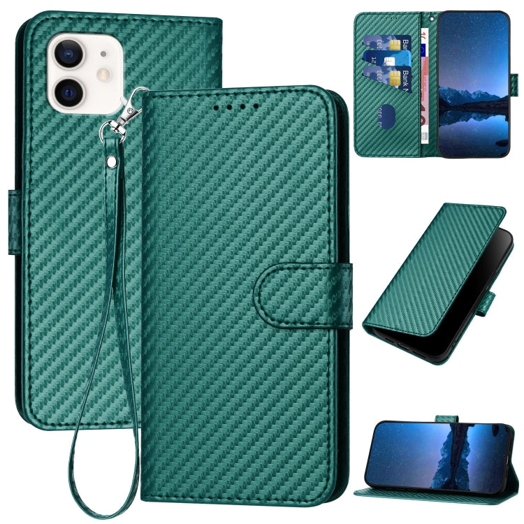 جراب هاتف YX0070 من ألياف الكربون مع مشبك جلدي وحزام، مناسب لأجهزة iPhone 13 Pro Max وiPhone 13 Pro وiPhone 13 وiPhone 13 mini وiPhone 12 / 12 Pro وiPhone 12 Pro Max