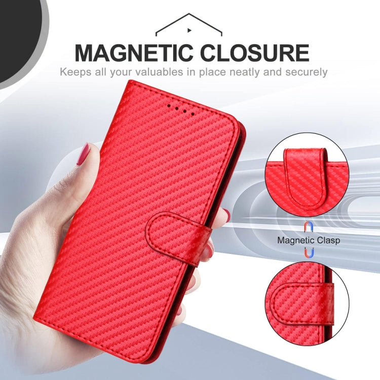 YX0070 Carbon Fiber Buckle Leather Phone Case with Lanyard, For iPhone XS Max, For iPhone 8 Plus / 7 Plus